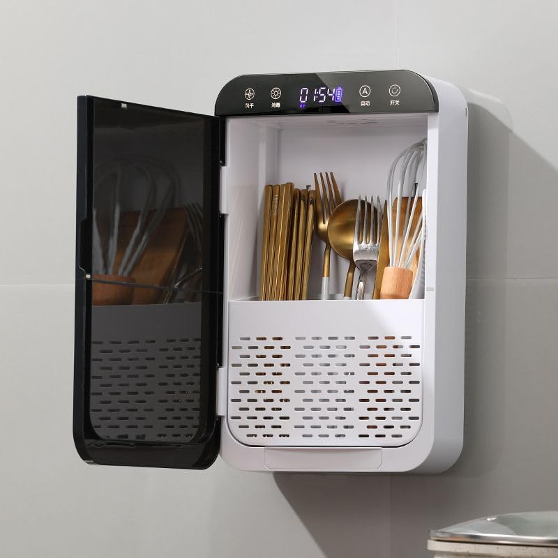 筷子筒壁挂式筷子笼家用厨房筷子篓筷子勺子 Wok Spatula and Ladle,置物架 Under Sink Storage for Kitchen Bathroom Cabinet,筷子收纳盒 Storage Bins,-珍珠白【智能/风干//防潮】