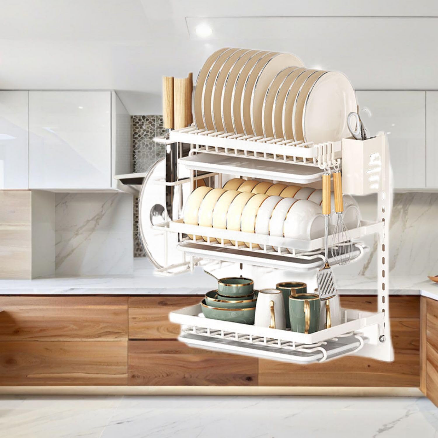 厨房 Kitchen Gadgets, Cook Accessories 置物架 Sink Organizers and Storage 碗碟收纳架家用碗筷收纳盒多层壁挂式放碗盘碗架沥水架 KCookware Accessories - 1944