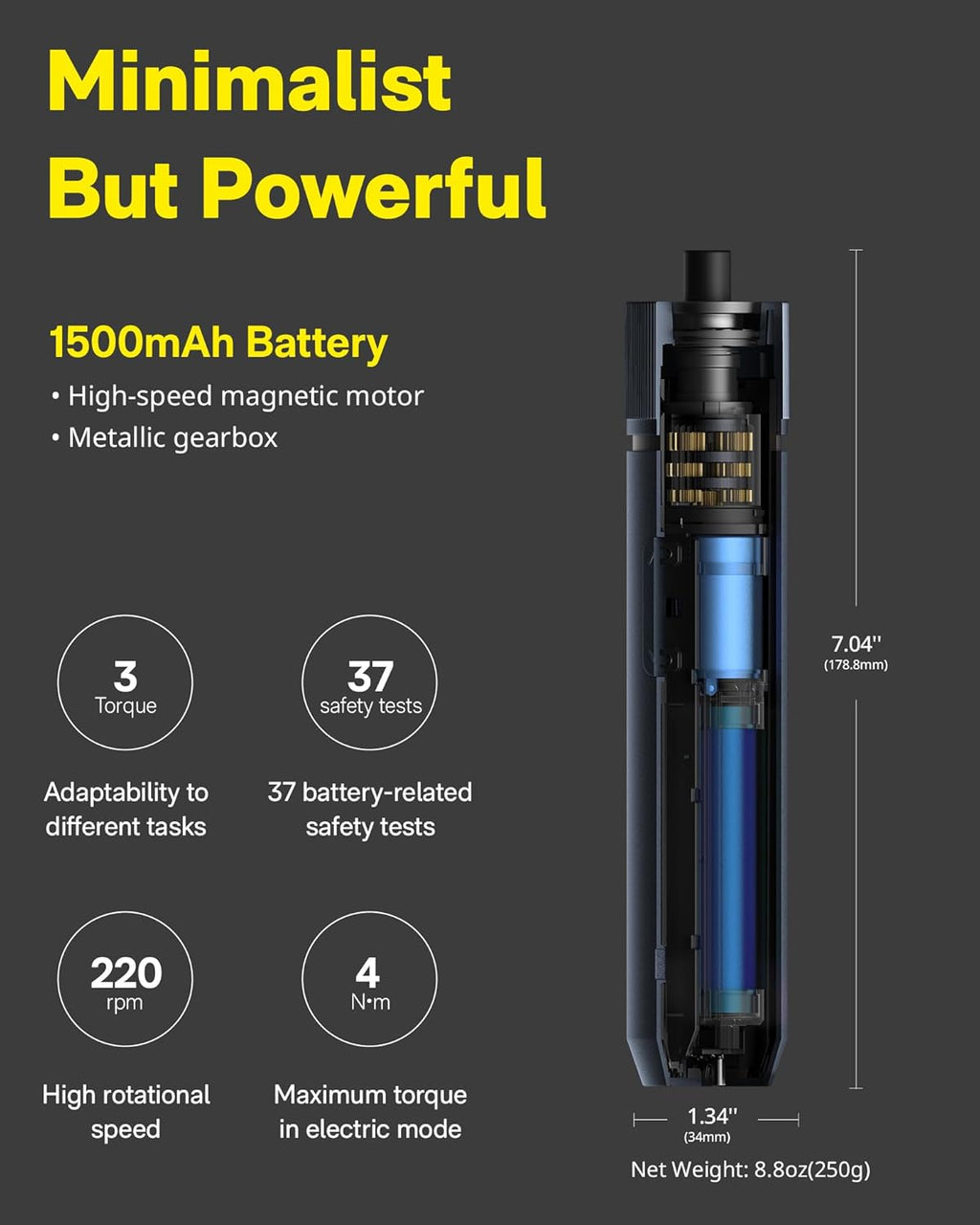 HOTO 25-Piece Upgraded Electric Screwdriver Kit, 1/4'' Hex, Magnetic Lid, 1500mAh Rechargeable Cordless Screwdriver, LED Light, Ideal for Furniture Assembly, Home Repair & Garage Projects