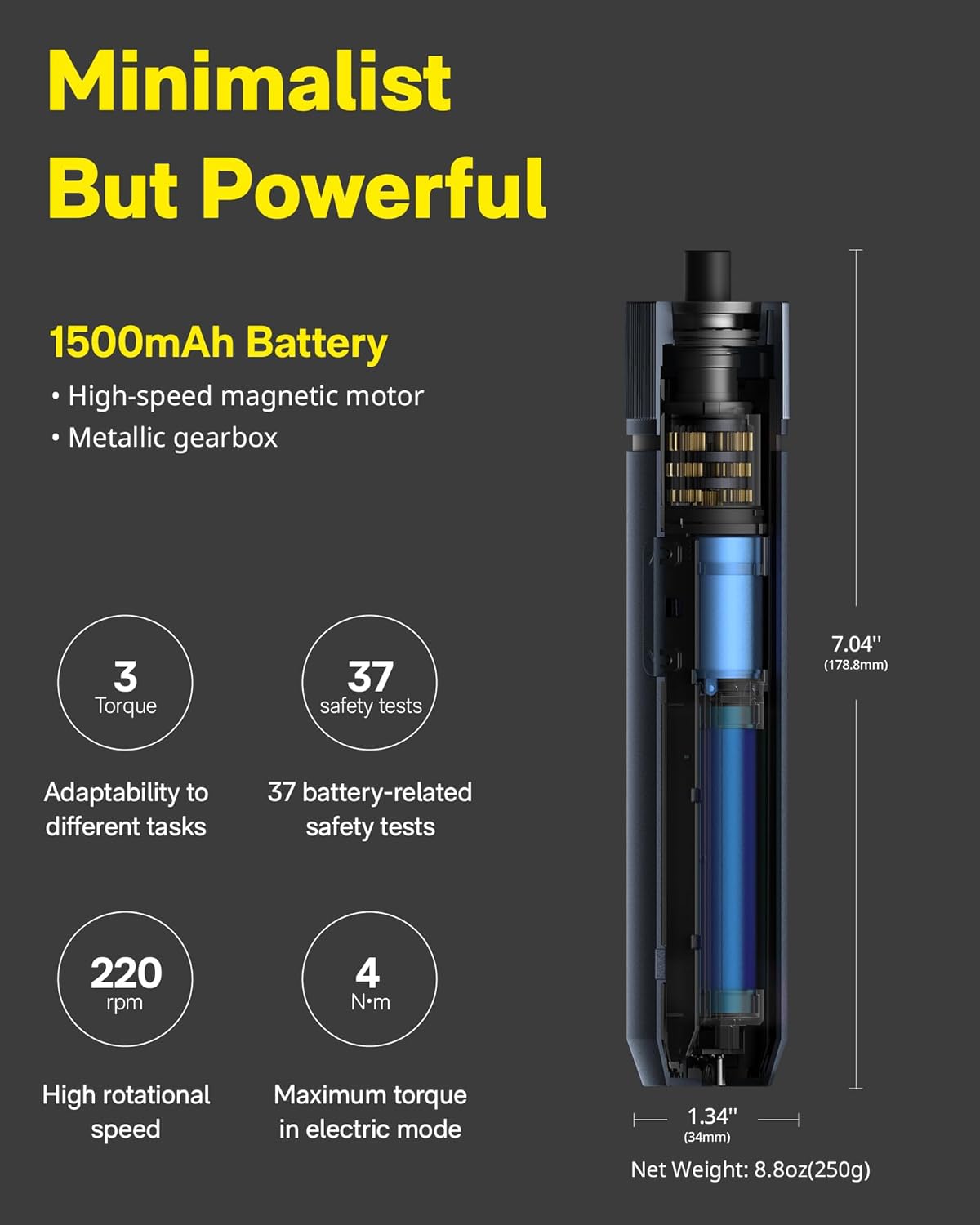 HOTO 25-Piece Upgraded Electric Screwdriver Kit, 1/4'' Hex, Magnetic Lid, 1500mAh Rechargeable Cordless Screwdriver, LED Light, Ideal for Furniture Assembly, Home Repair & Garage Projects